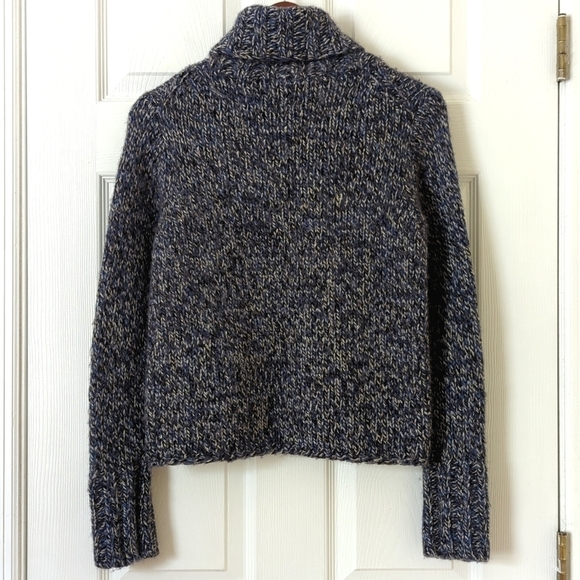 Gap Y2K Vintage Chunky Wool Blend Marled Knit Turtleneck Sweater Blue Black M - Picture 9 of 10
